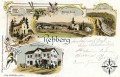 Na dobové pohlednici můžeme vidět <br>Srní, Hauswaldskou kapli, hostinec Hofmann a Vydru - v němčině Schachtelei
