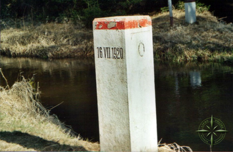 Základní hraniční znak u vtoku Dračice do ČSR