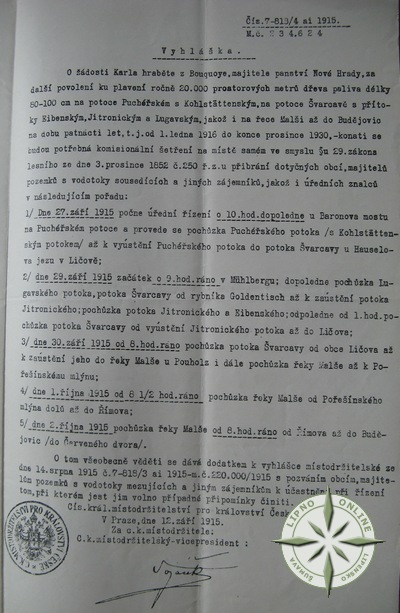 Text c. a .k. mstodritelstv v Praze peklad o komisionelnm jednn, rok 1915<br>Z archivu Pavla Mrtela