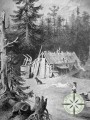 Obydlí dřevaře – historická kresba<br>Z archivu Pavla Mörtela